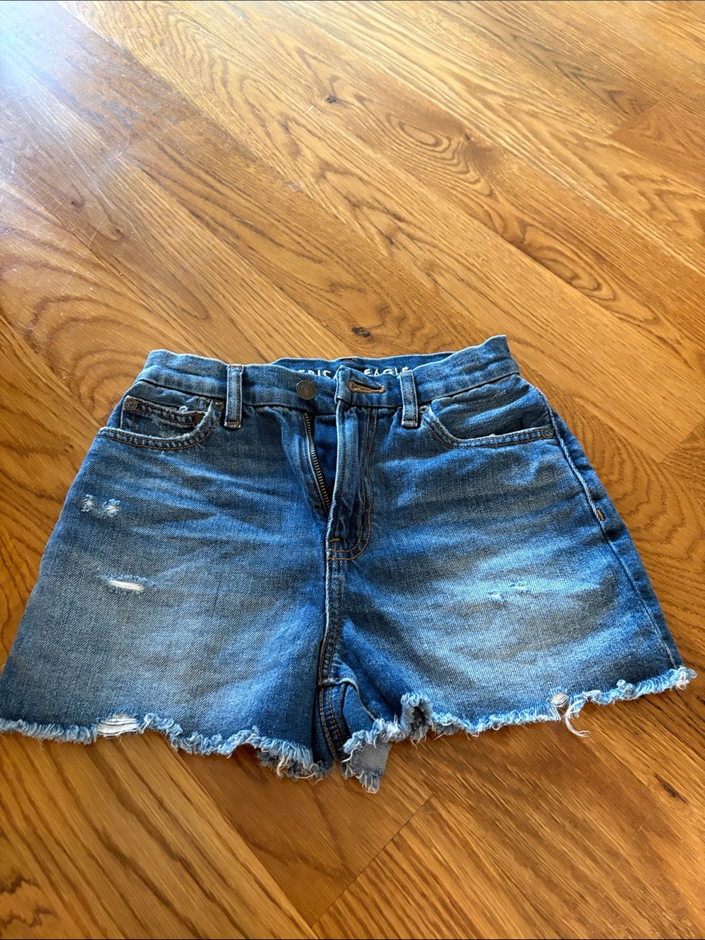 American eagle sz000 Denim Frayed Hem Women's Shorts - Blue